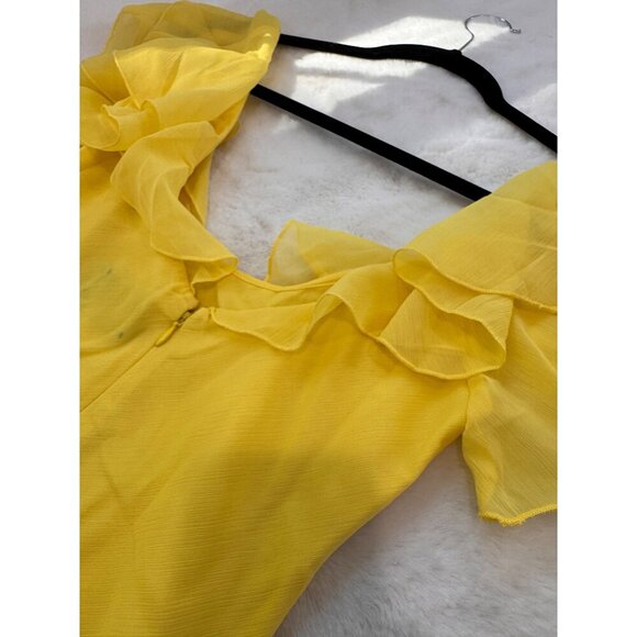 New ASOS Design Women's Size US 2 Yellow Ruffled Maxi Dress With Layered Skirt - Picture 7 of 11